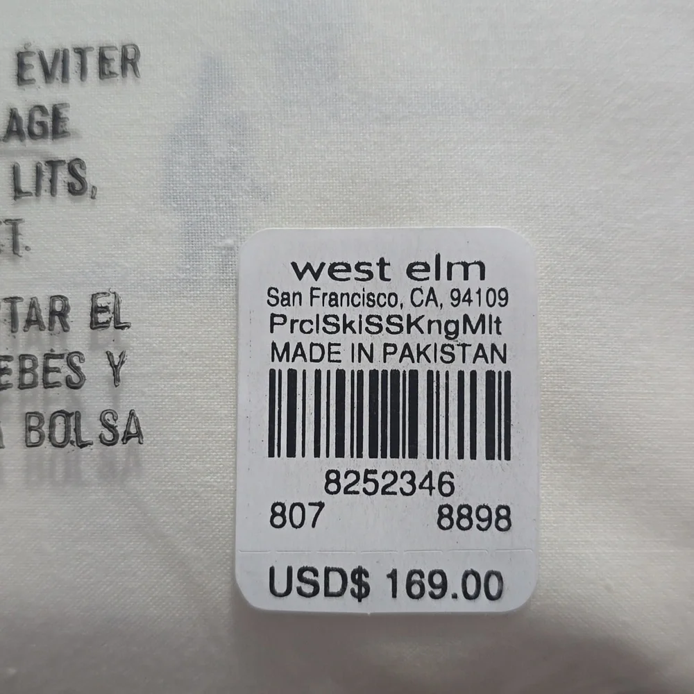 ❤️BUY 2 GET 1 FREE  West Elm Cotton Percale Skiers Sheet Set, King, White, $169